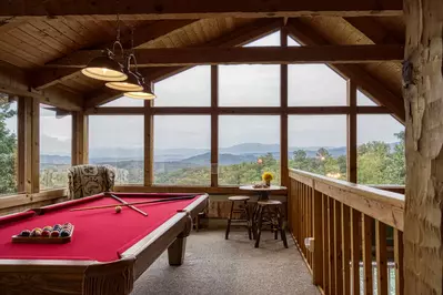 Buck Naked game room with pool table