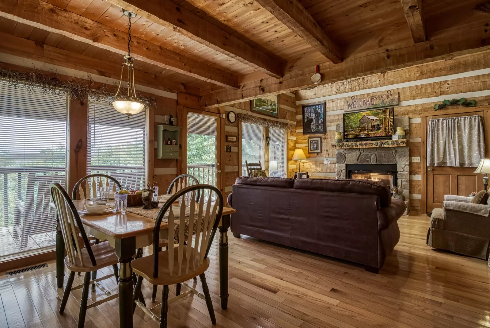 Buck Naked dining area and living room