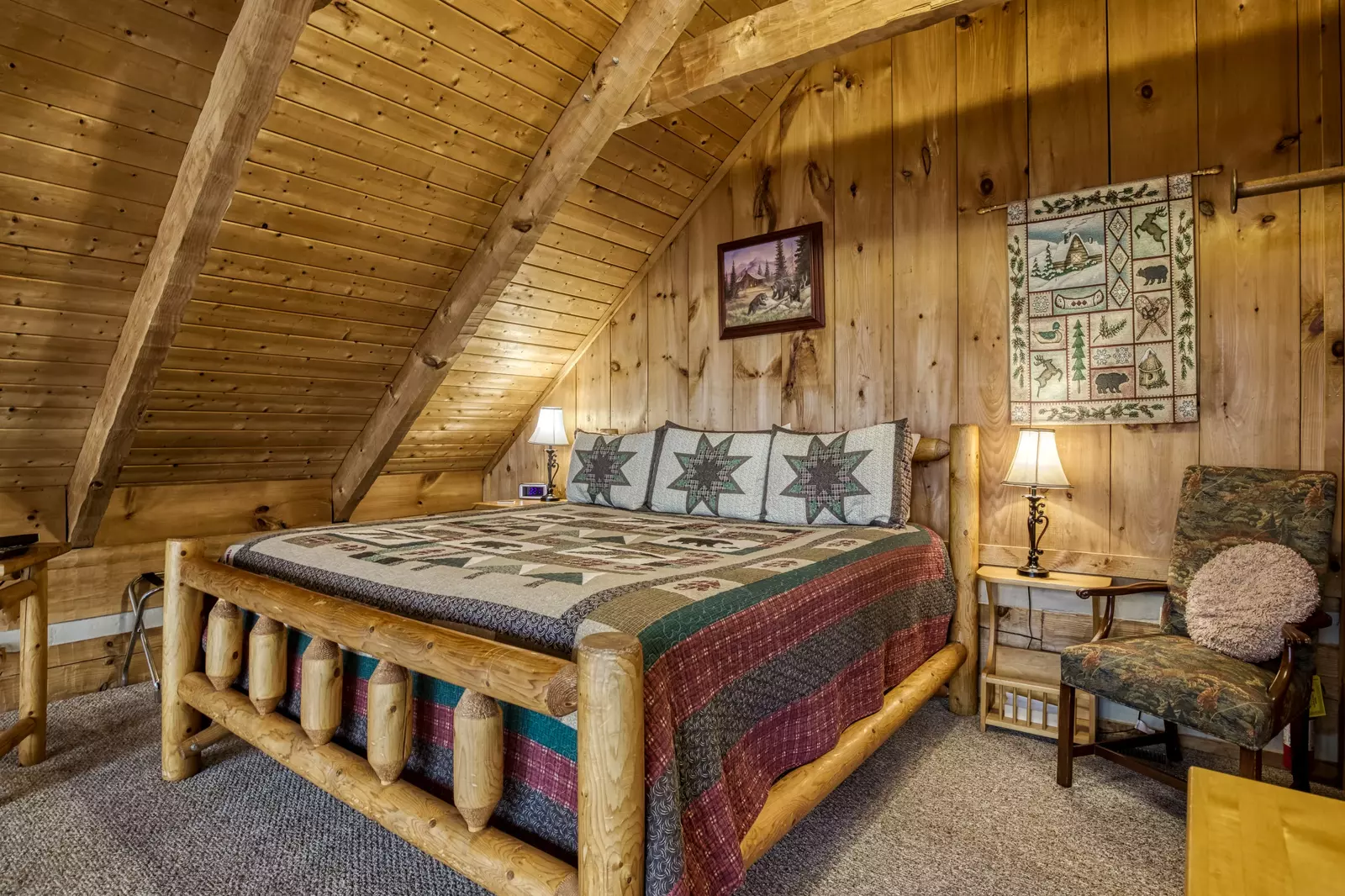 Buck Naked loft bedroom with king size bed