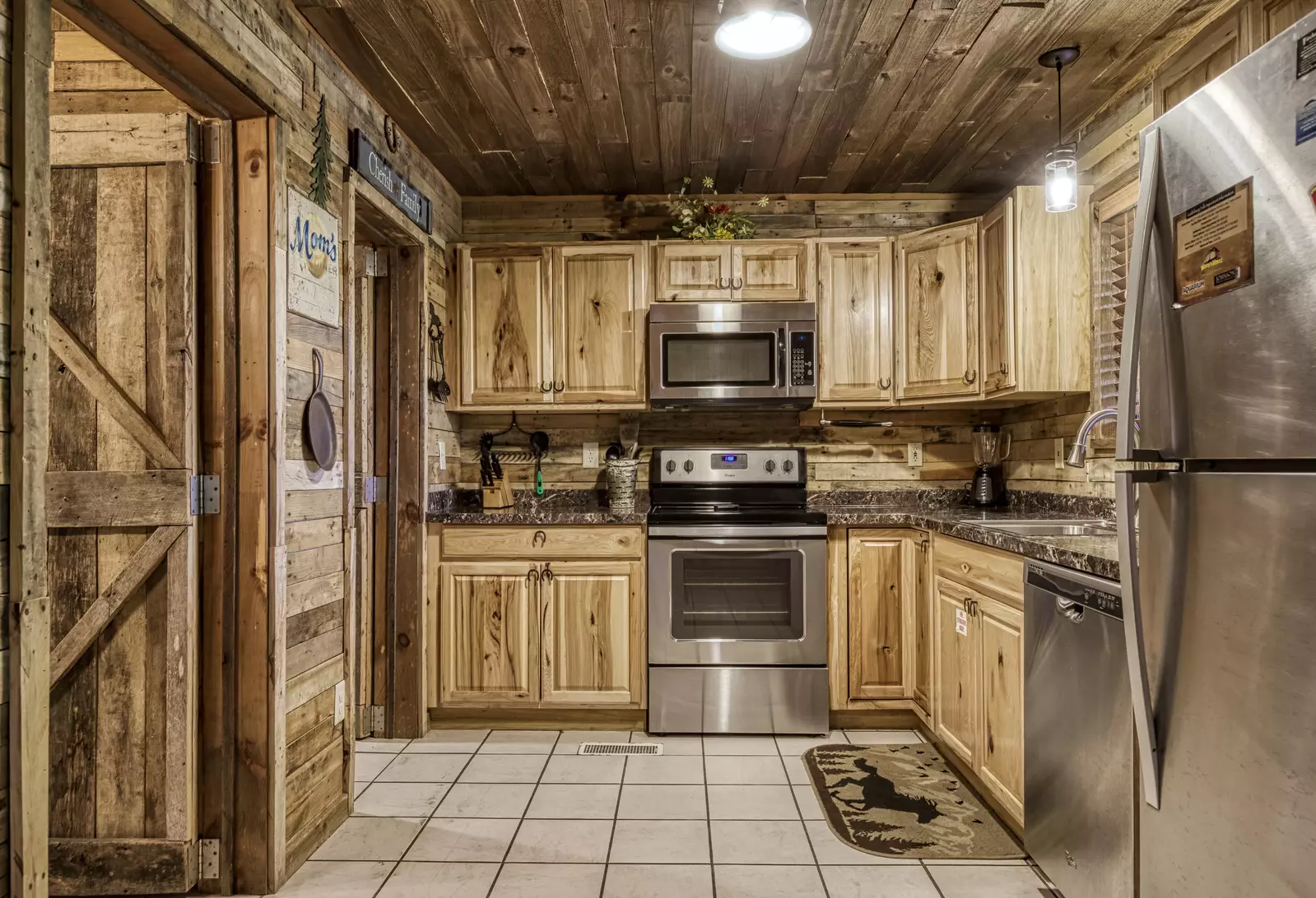 Country Charm fully furnished kitchen with granite countertops