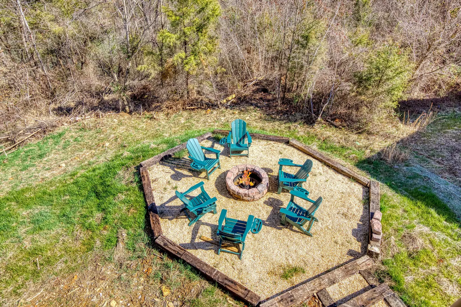 Cozy Cub Cabin fire pit