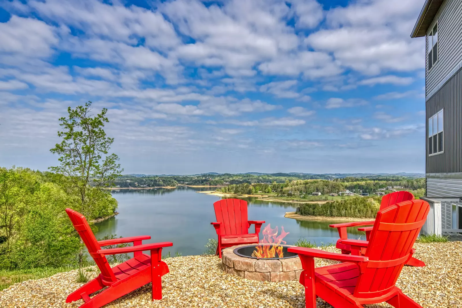 Lake View Therapy fire pit overlooking Douglas Lake