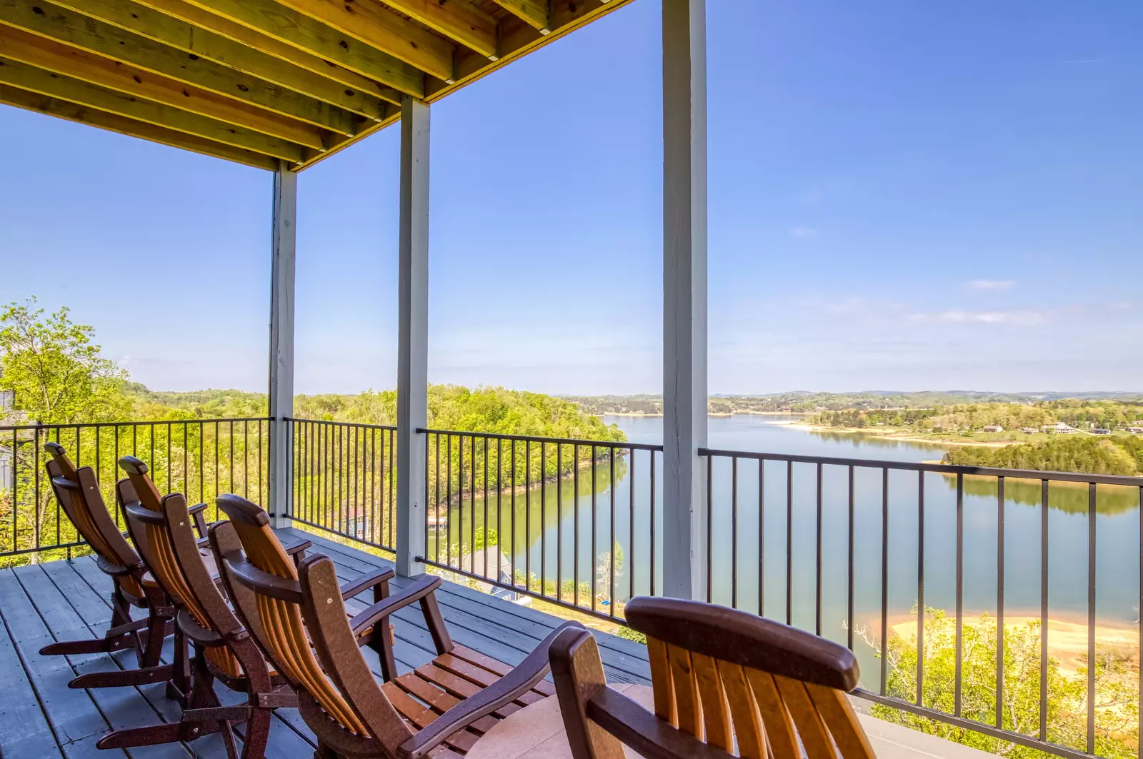Lake View Therapy covered back deck overlooking Douglas Lake