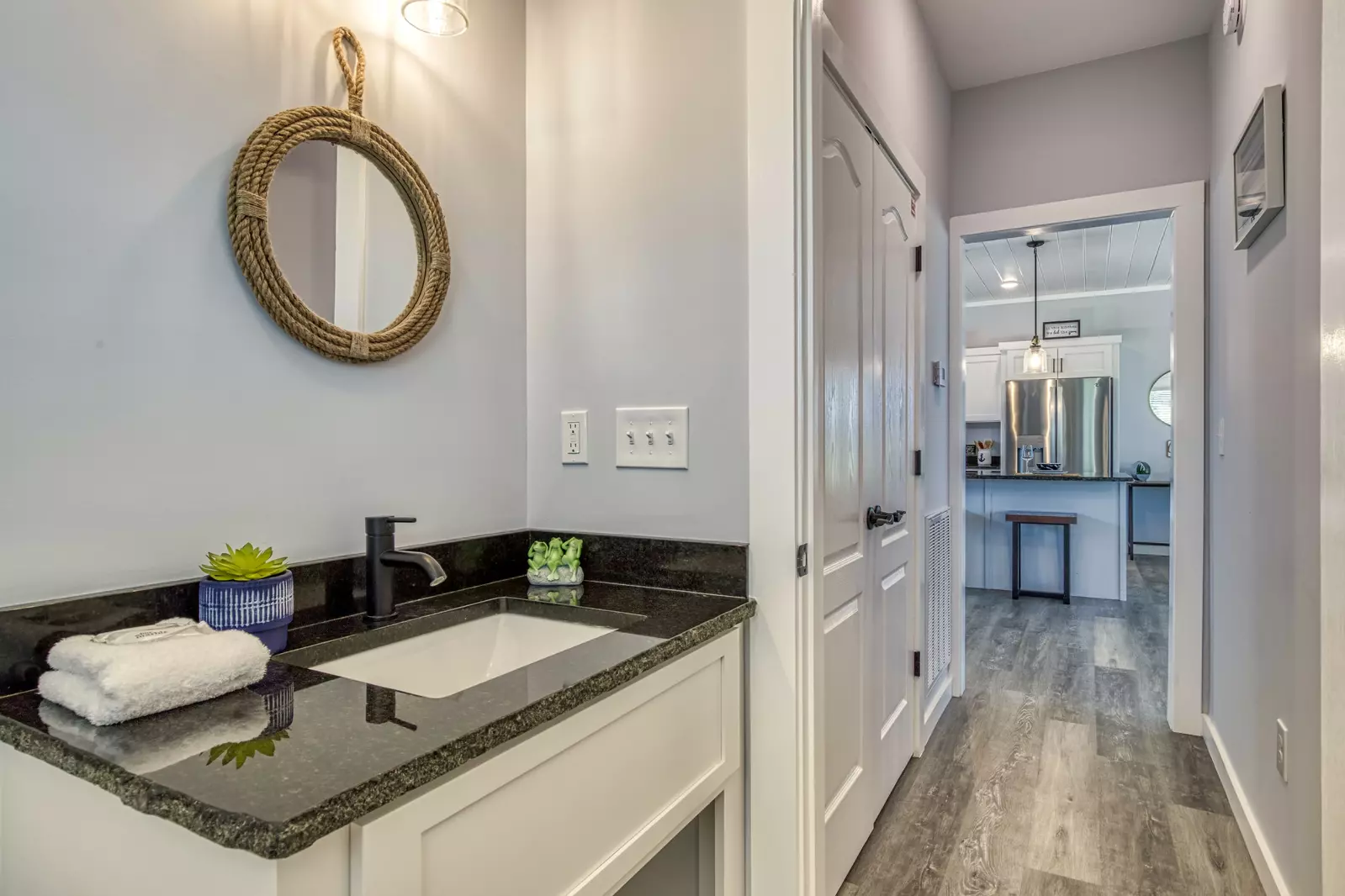 Lake View Therapy main level bathroom with single vanity