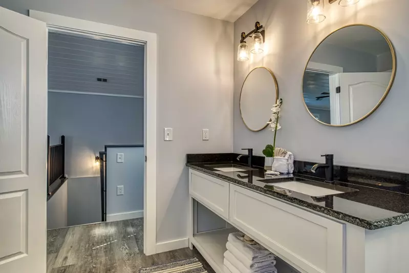 Lake View Therapy upper level bathroom with double vanity