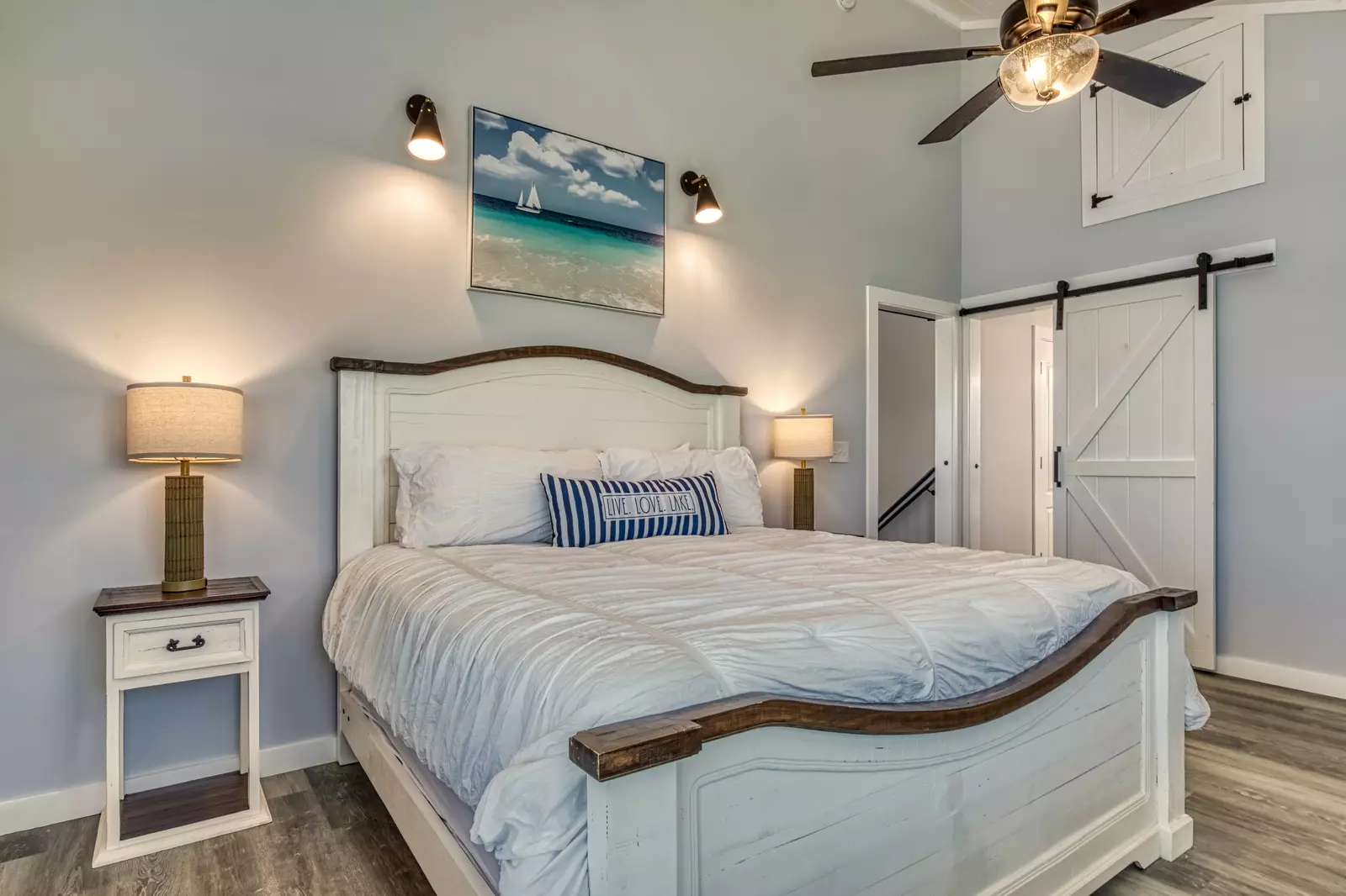 Lake View Therapy upper level bedroom with king size bed