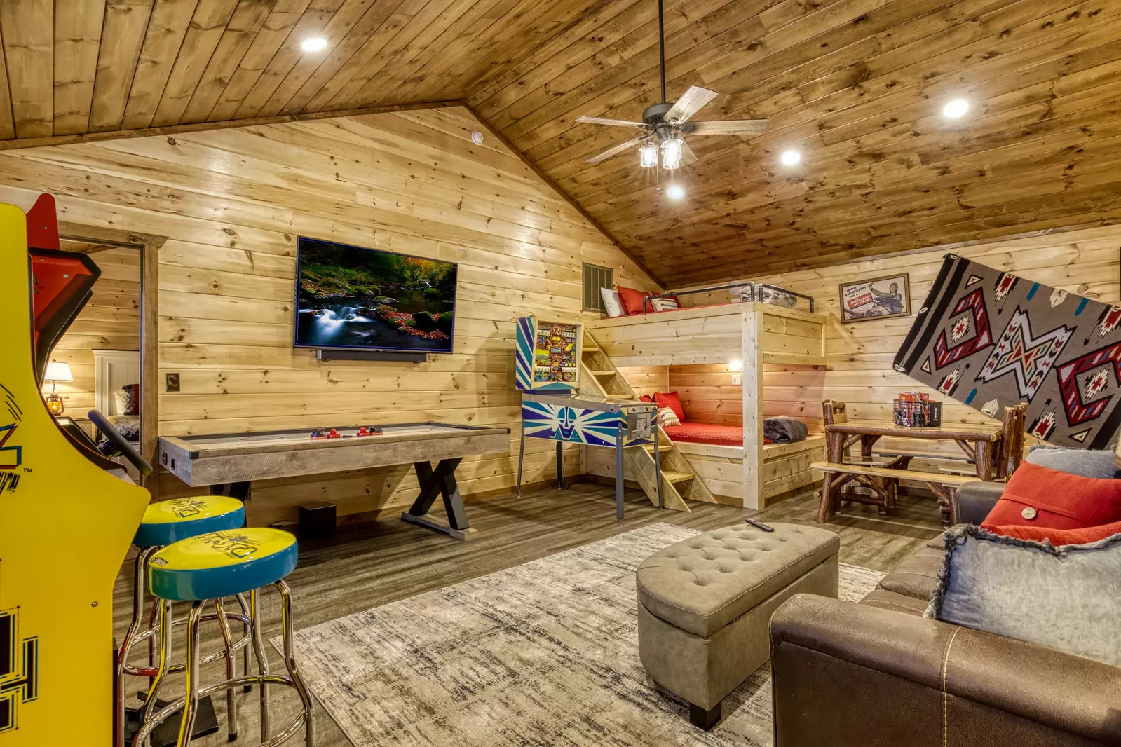 Mountown Moments Vista upper level game room with 65 inch TV