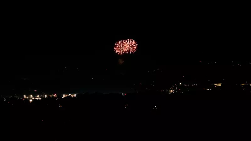 View of Dollywood's Seasonal Drone and Fireworks Show 