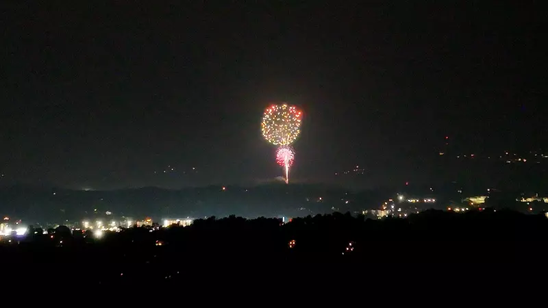 View of Dollywood's Seasonal Drone and Fireworks Show 