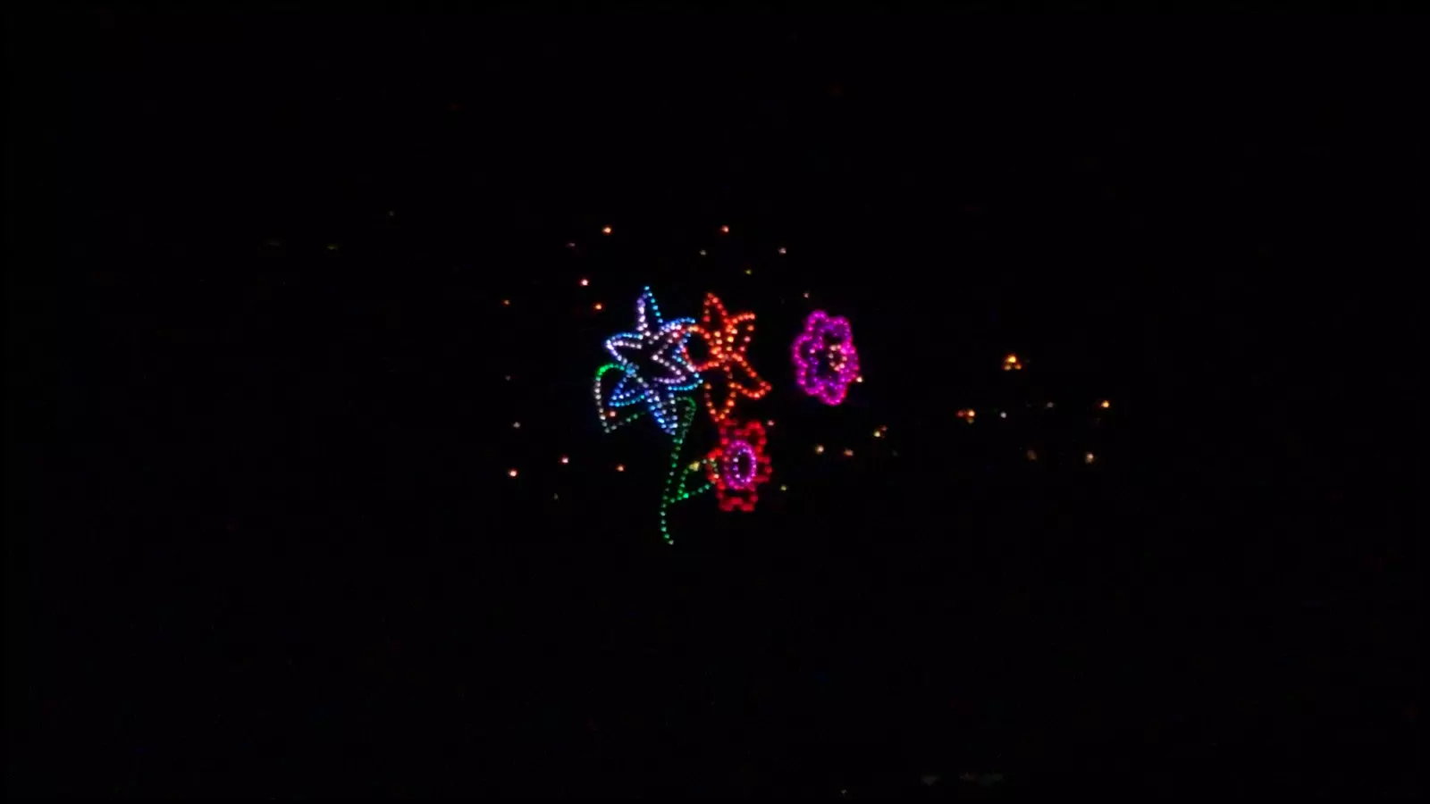 View of Dollywood's Seasonal Drone and Fireworks Show 