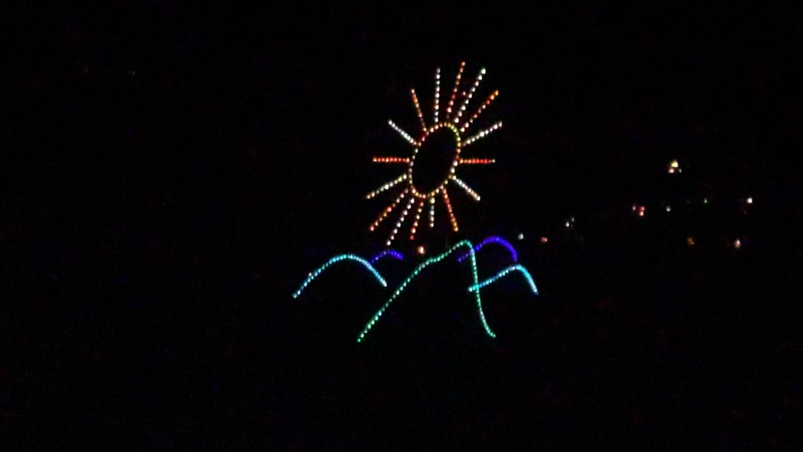 View of Dollywood's Seasonal Drone and Fireworks Show 