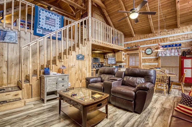 Old Glory living room and loft area