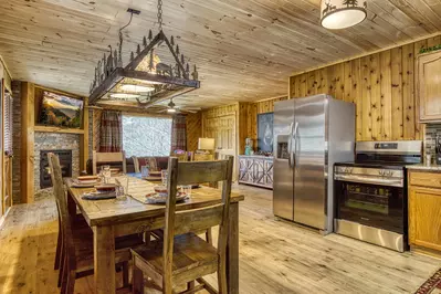 Lakeview dining area and kitchen