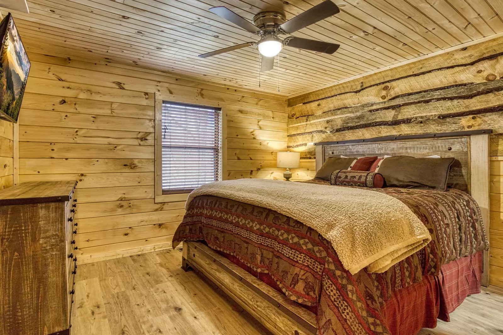Lakeview bedroom with king size bed