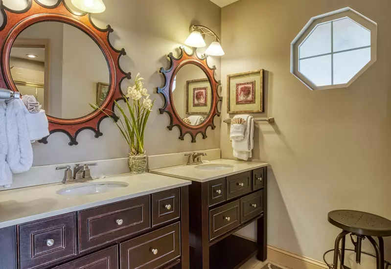 Sunset View Chalet bathroom with double vanity