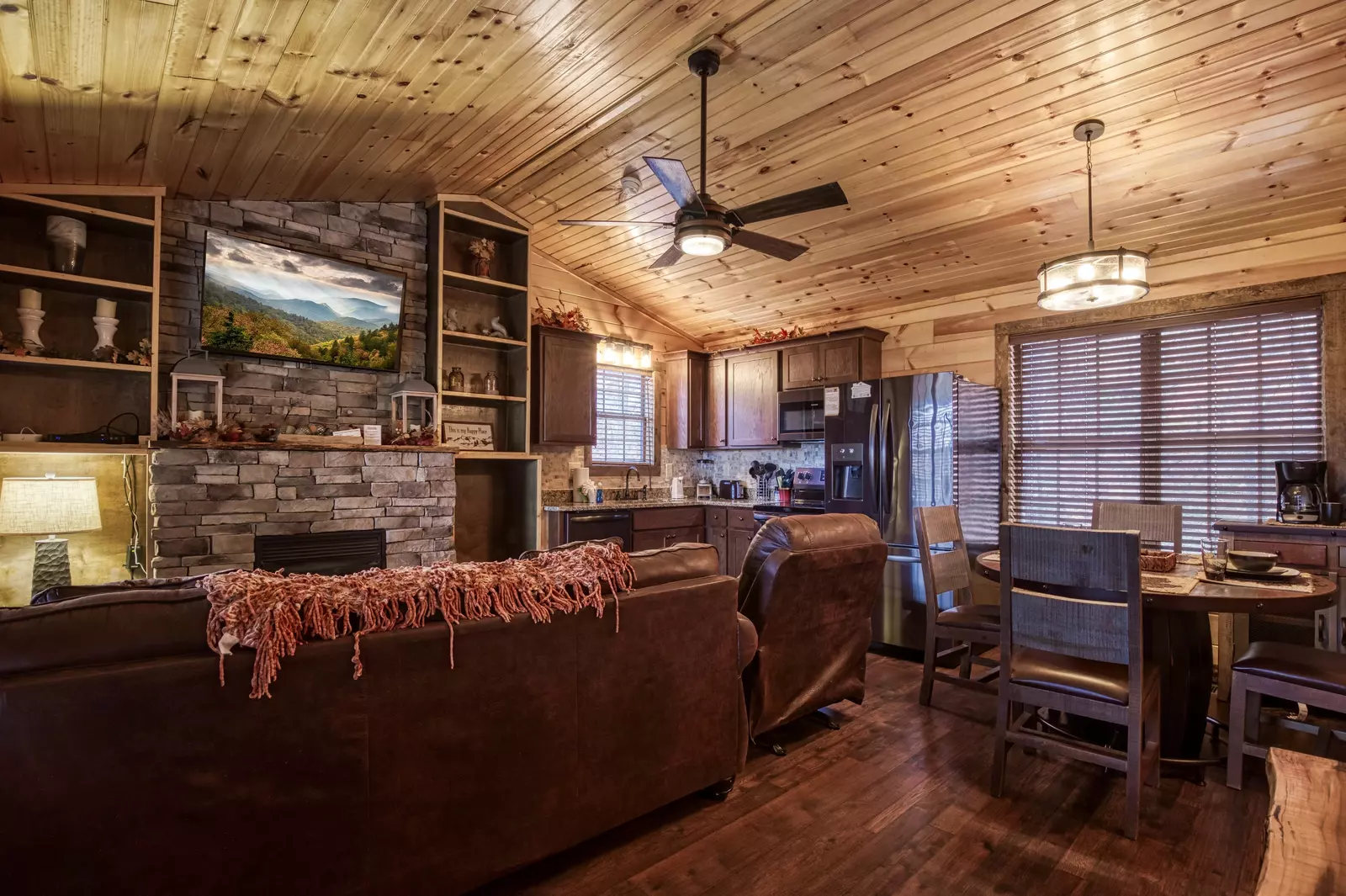 The Road Less Traveled living room and dining table