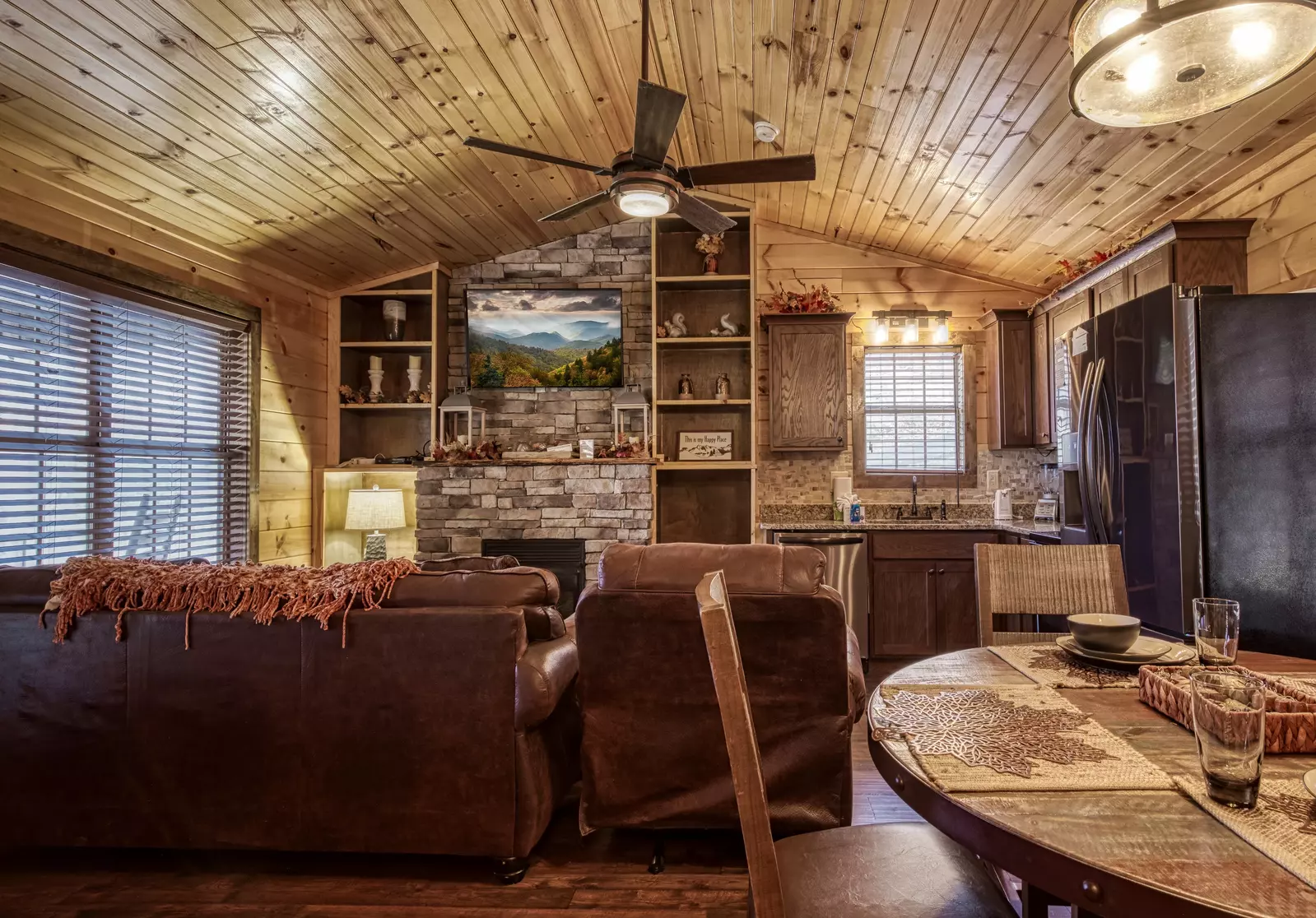 The Road Less Traveled living room and kitchen