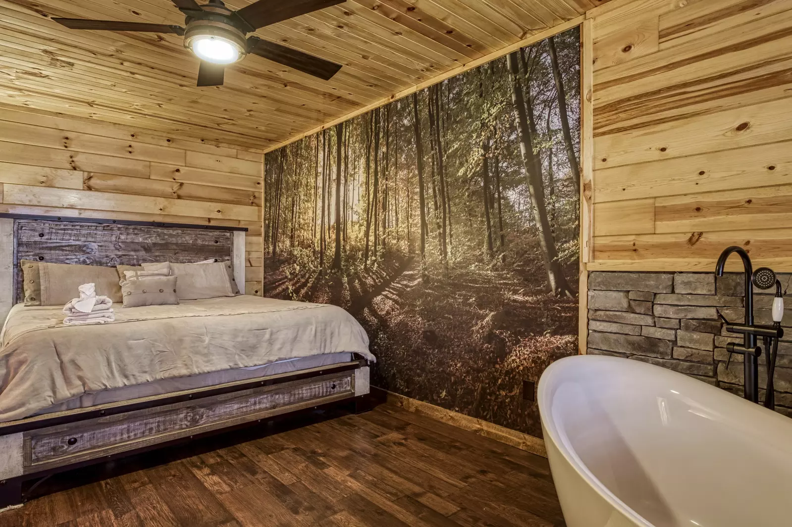 The Road Less Traveled bedroom with king size bed