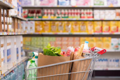 shopping cart in grocery store