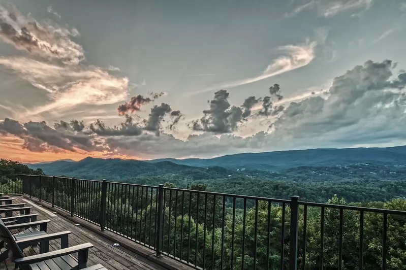 deck of cabin in the Smoky Mountains