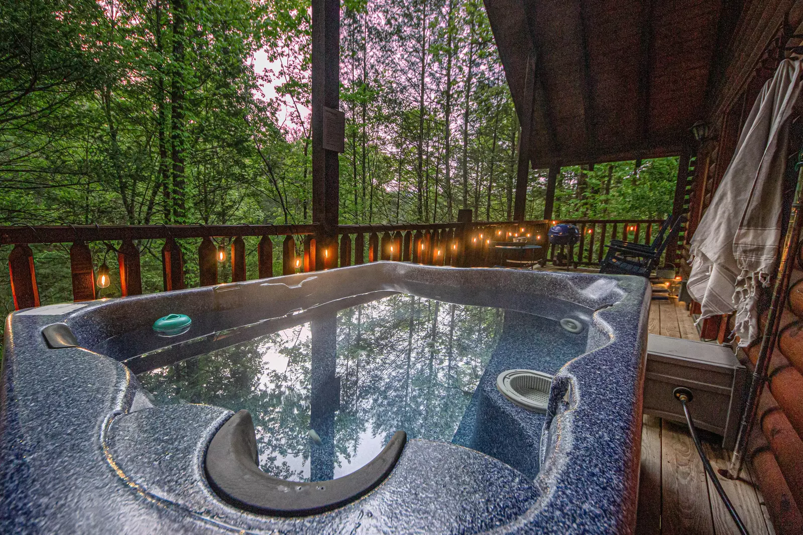 Soak in the hot tub for a sunrise, sunset, or nightly session