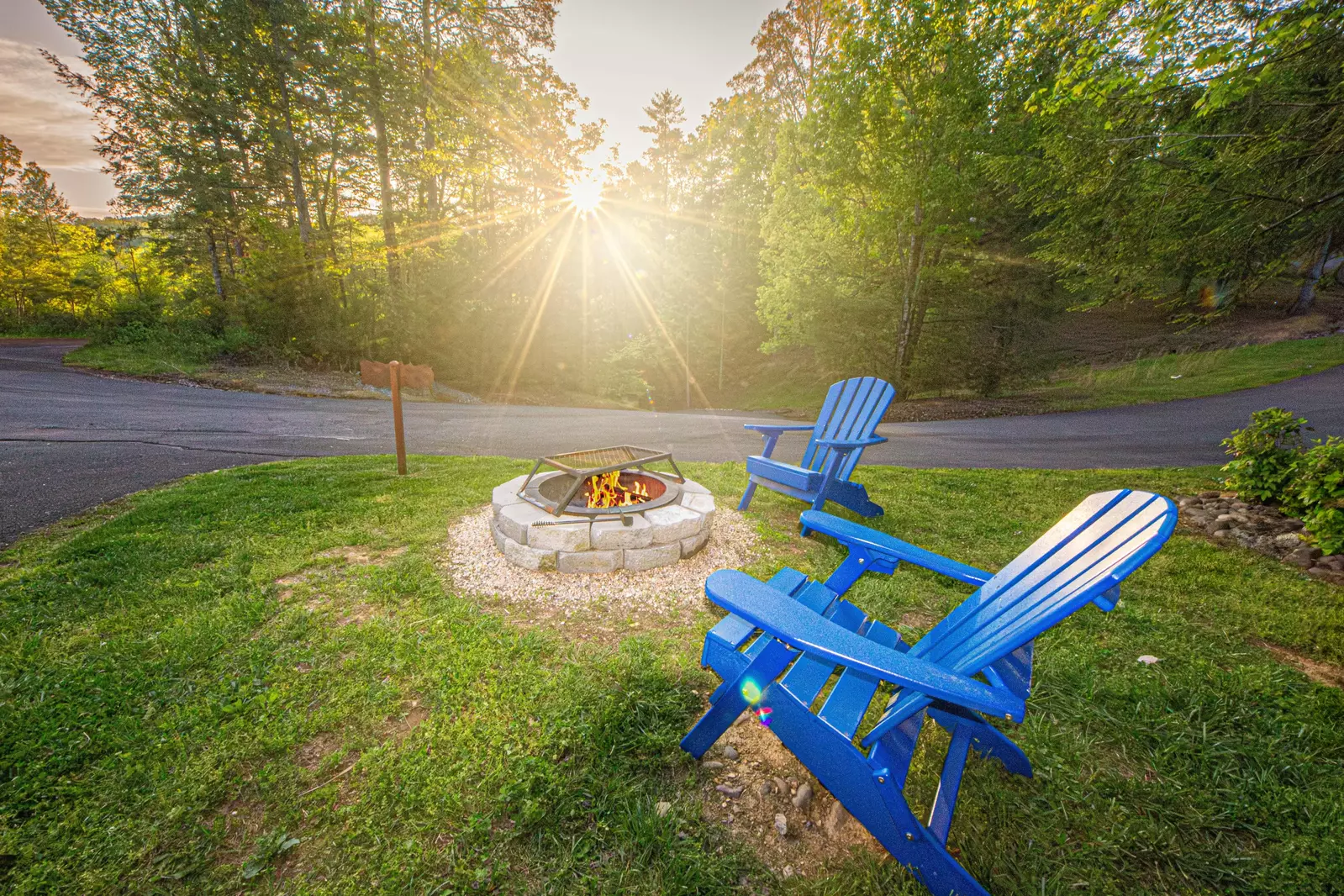 Watch the sunset as you start your nightly fire at the firepit