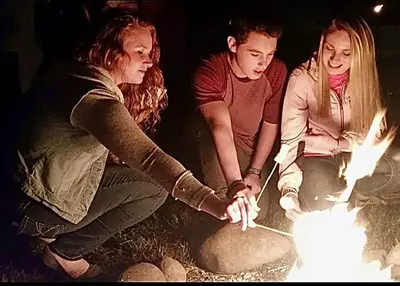 Relax by the stone fire pit