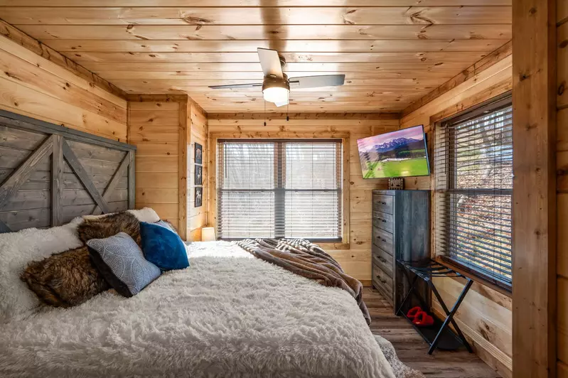 Downstairs bedroom with king bed