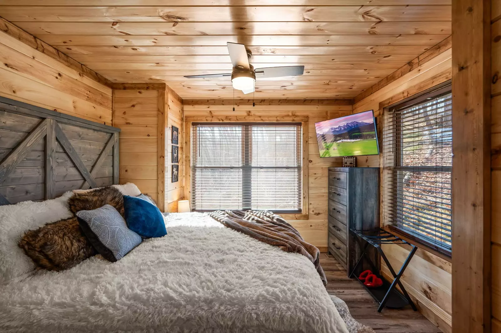 Downstairs bedroom with king bed