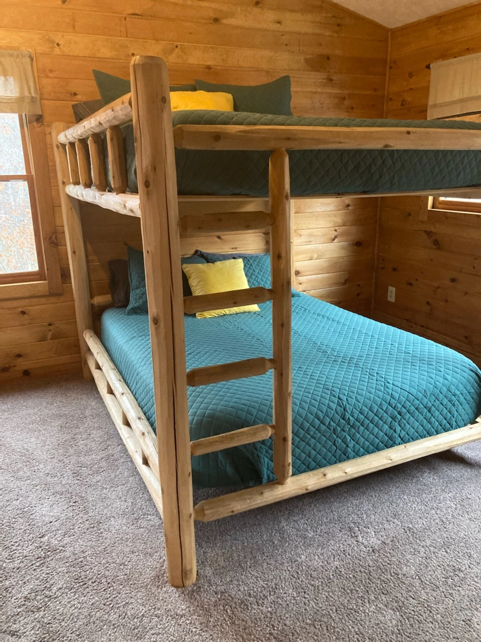 Queen bunk beds on second floor