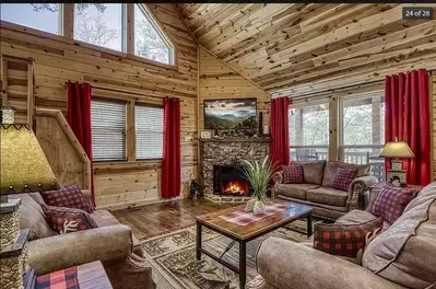 Living space with fireplace