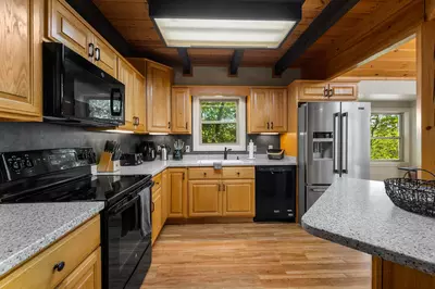 Fully stocked kitchen.