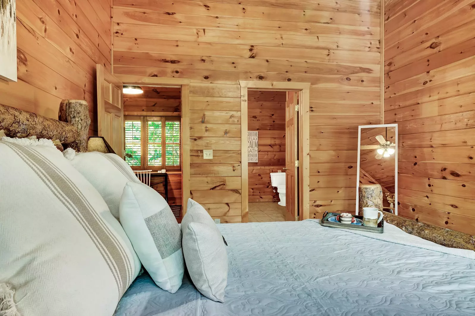 Vaulted ceilings make this room feel grand.