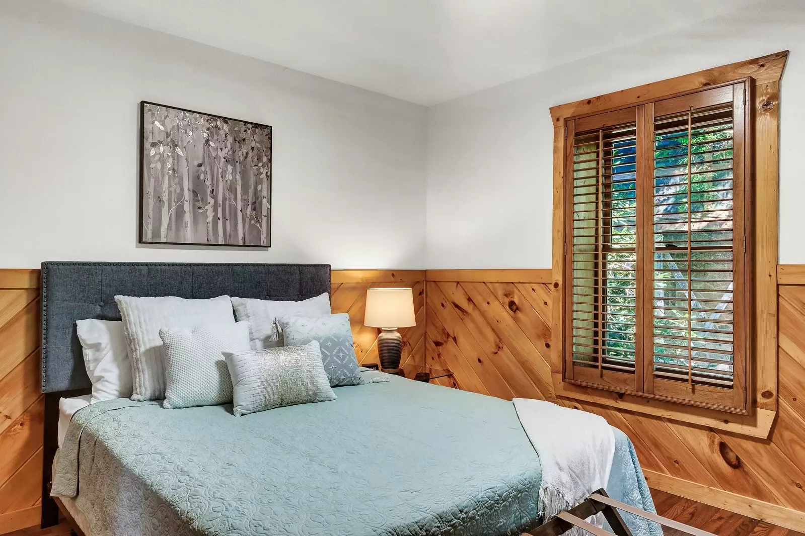 Basement queen bedroom - private and inviting.