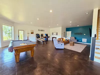 Game room with sleeper sofa