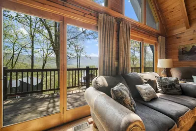 Awesome mountain and family views from the family room and rear deck.