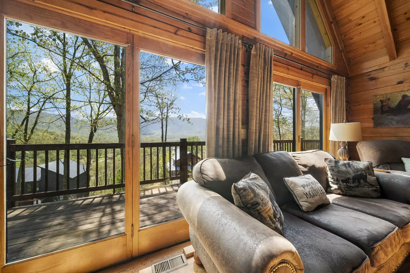 Awesome mountain and family views from the family room and rear deck.