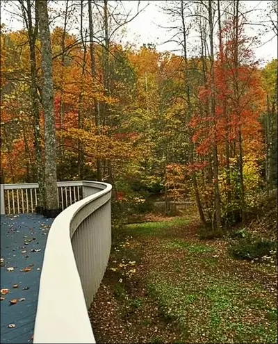 Misty Mountain Hop – a 2-bedroom, 2-bath Smoky Mountain cabin in Cobbly Nob Resort with screened-in hot tub, wrap-around decks, wood-burning fireplace, and access to pools, pickleball, and golf.