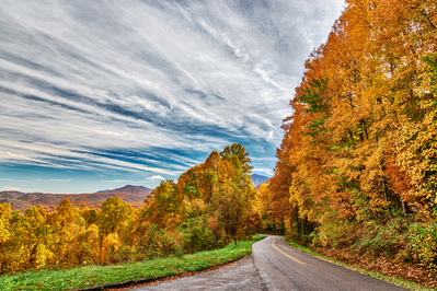 scenic drive during fall in the smoky mountains