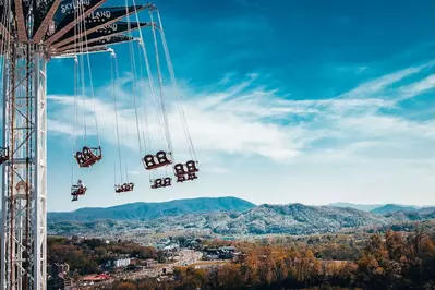 WagonWheeler Swing Tower with mountain backdrop