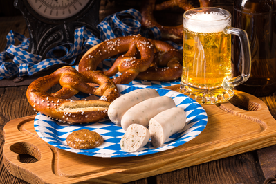 german beer and food at oktoberfest in gatlinburg