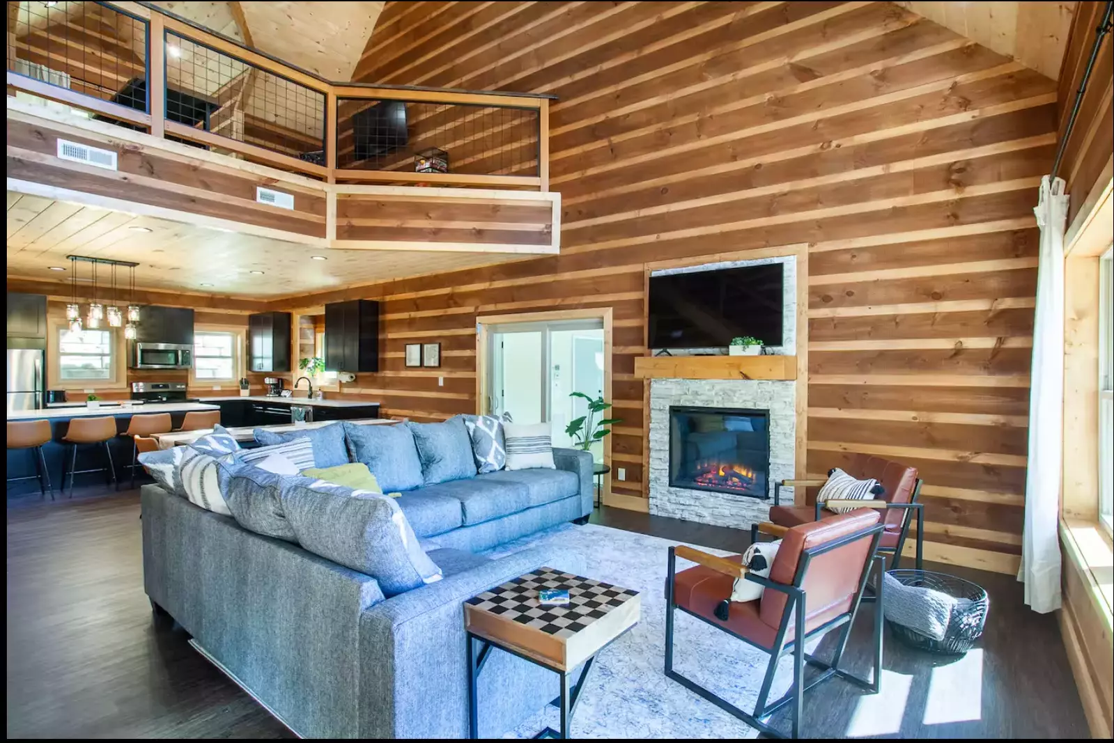 Beautiful Livingroom with smart tv and electric fireplace