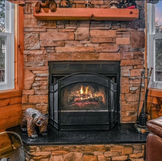wood burning fireplace