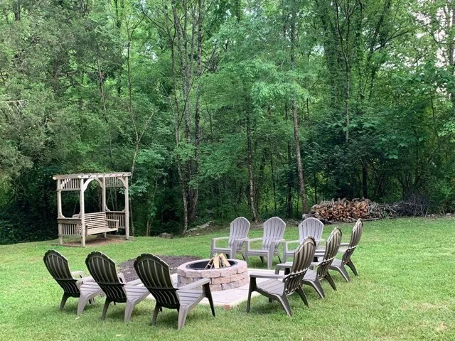 Summer firepit by the creek