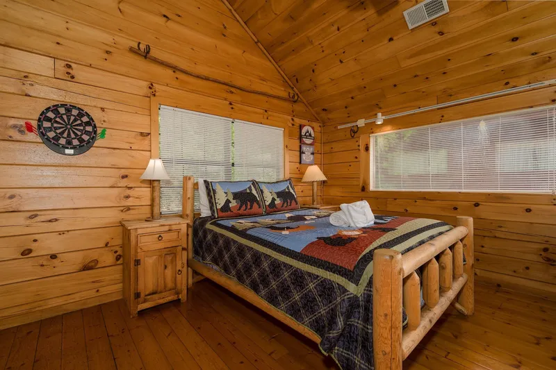 Queen bed in loft