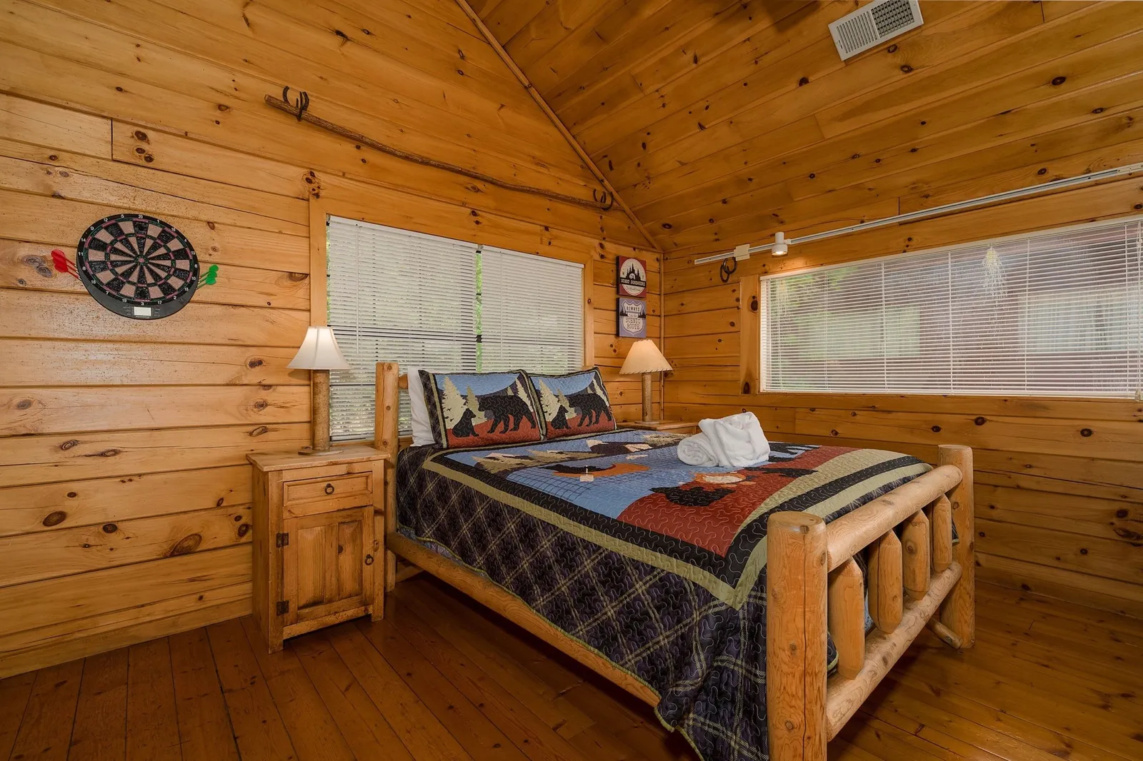 Queen bed in loft