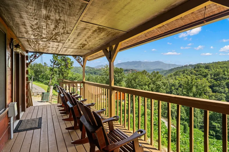 View from the hot tub facing Mount LeConte.