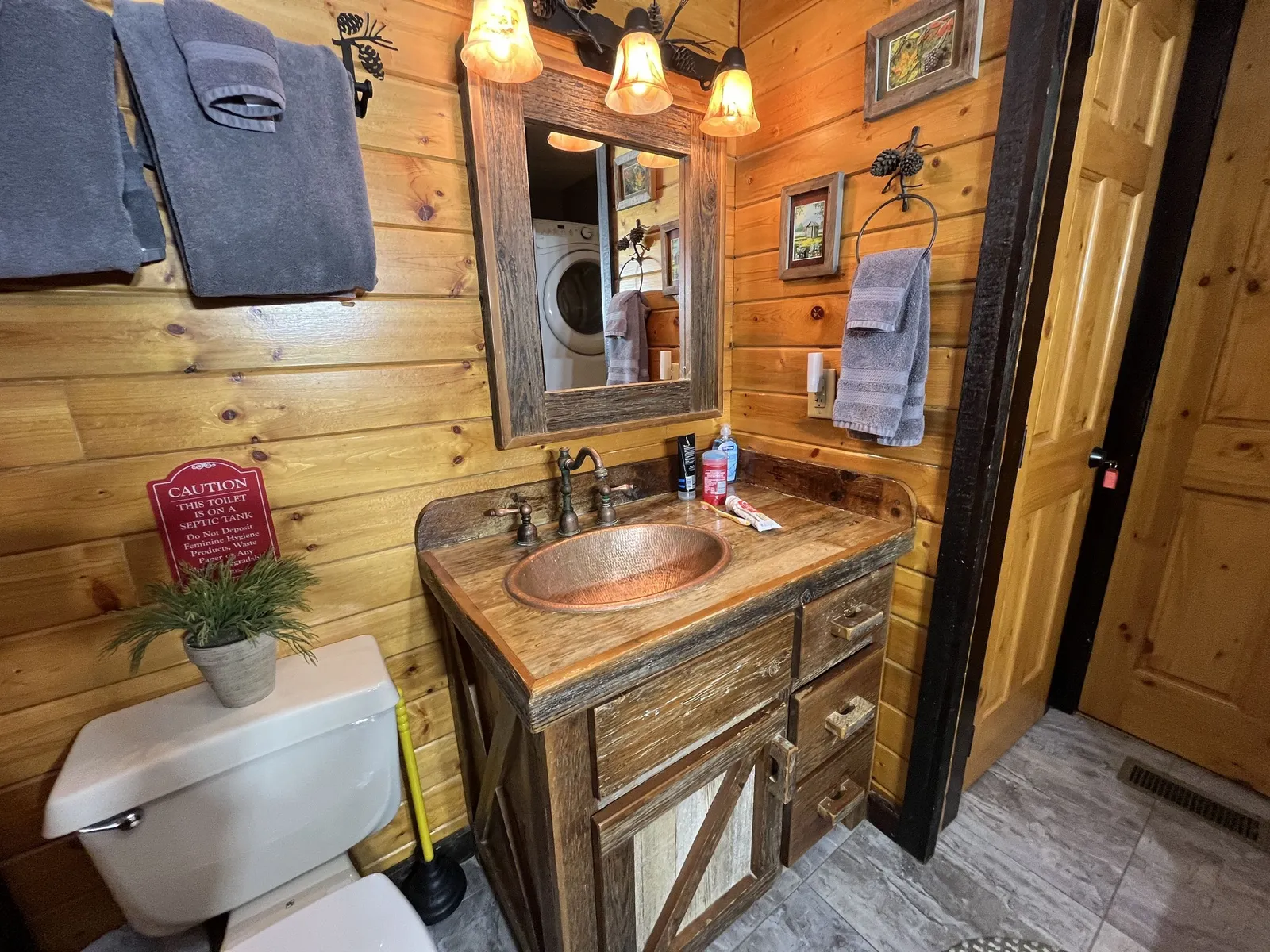 Vanity made from 100 year old repurposed barn wood.