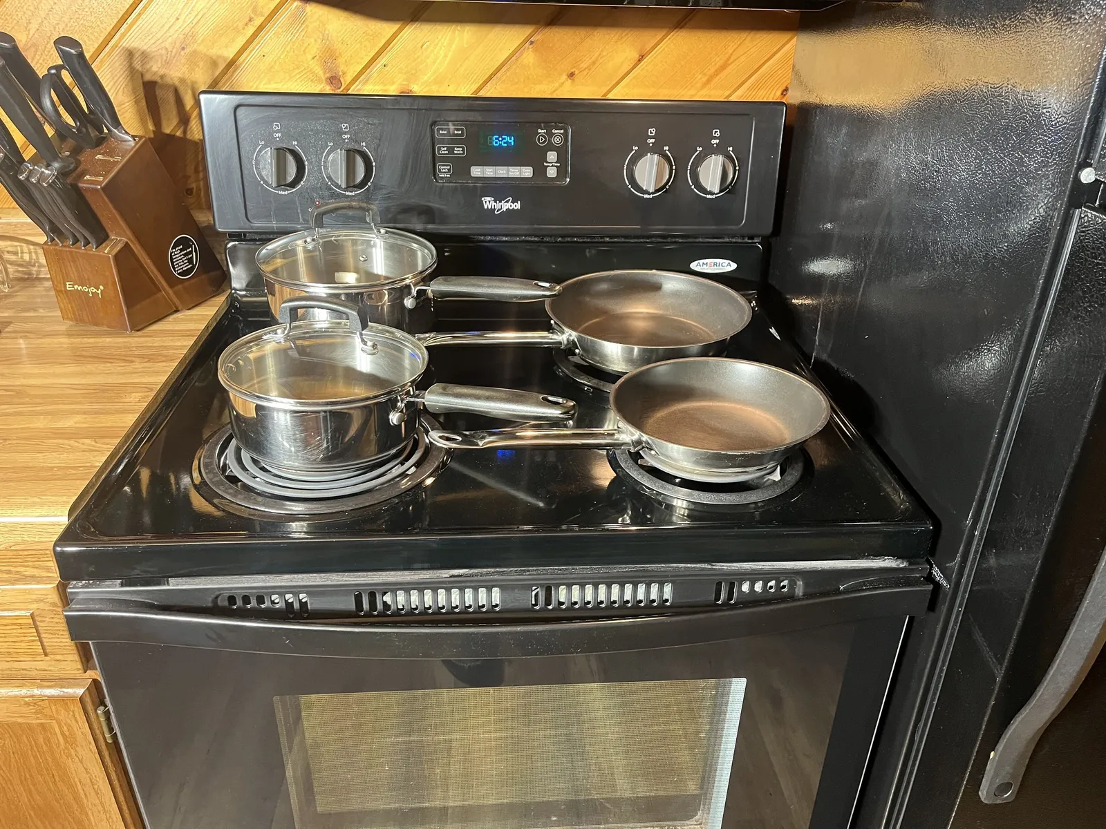 Enough pots and pans for normal cooking.
