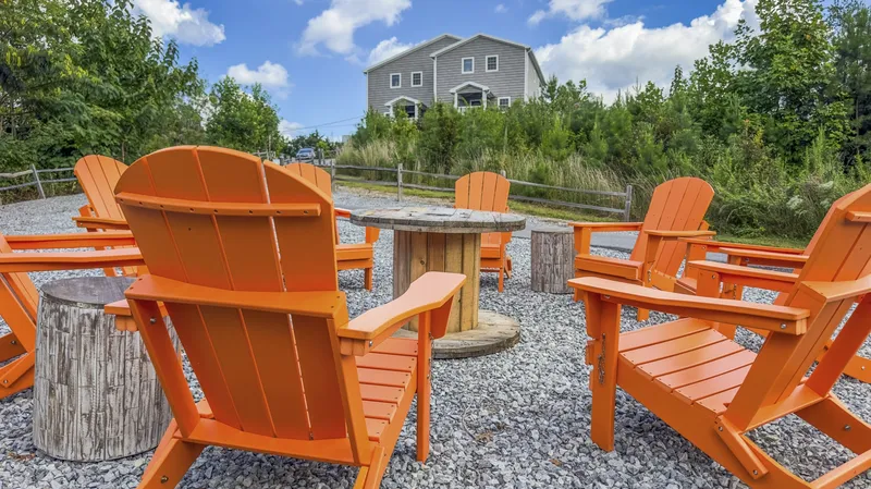 Social cicle with 8 Adirondack chairs